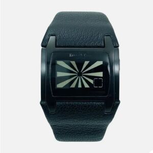 Kenneth Cole KC1342 Digital  Unisex Black Leather Strap Watch